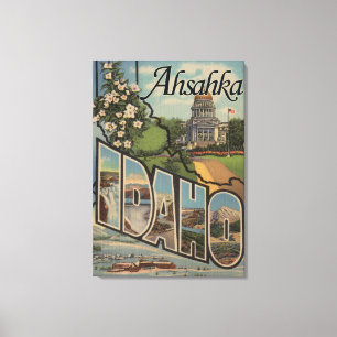 Ahsahka, Idaho - Large Letter Scenes Canvas Print