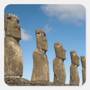 Ahu Akivi, Rapa Nui, Easter Island, Chile 2 Square Sticker