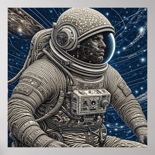 Ai Art Astronaut in Space Poster (Front)