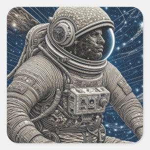 Ai Art Astronaut in Space Square Sticker