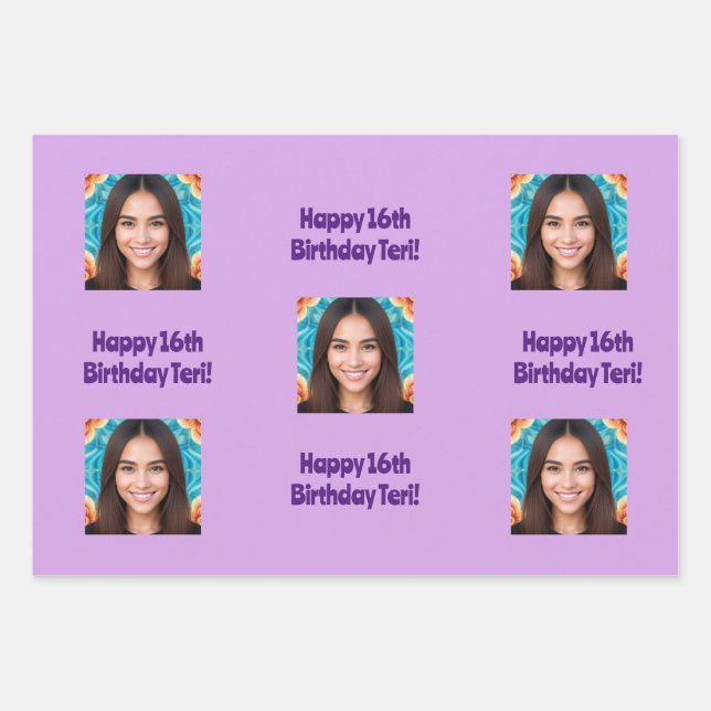 AI Art Birthday Photo Wrapping Paper (Front)