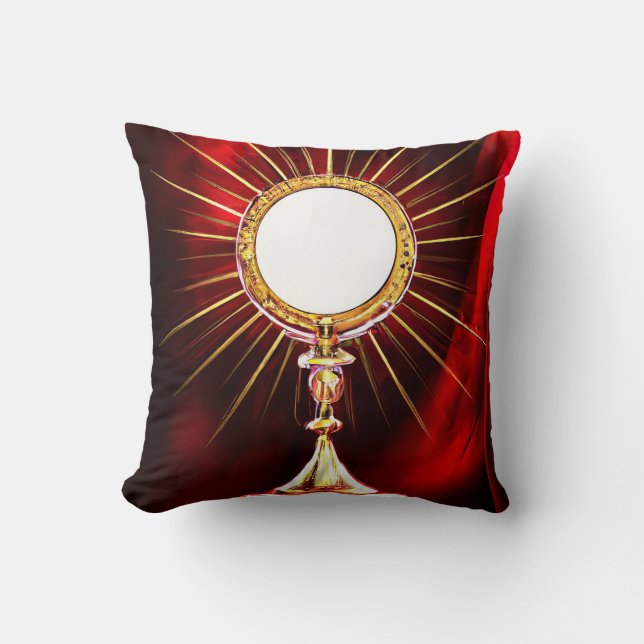 AI Art Blessed Sacrament Host in a Monstrance 1 Cushion (Front)