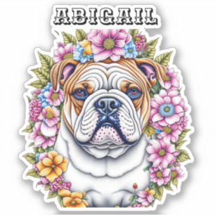 Ai Art Bulldog Surrounded by Whimsical Flowers