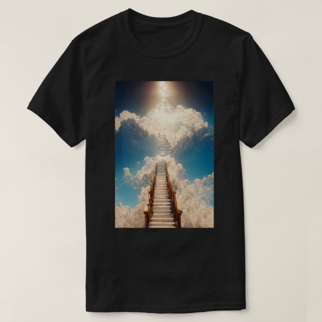 AI Art Gallery Stairway to Heaven Dont Look Down T-Shirt (Design Front)