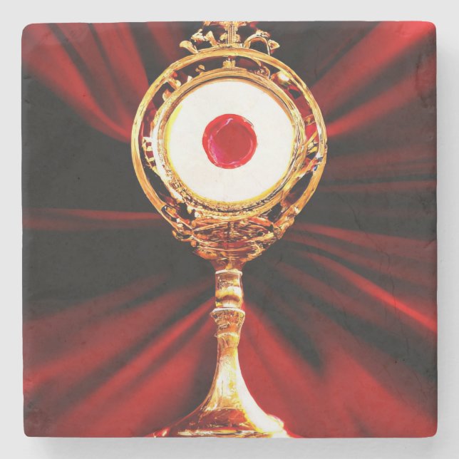 AI Art of A Eucharistic Miracle Stone Coaster (Front)