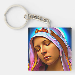 AI Art of The Blessed Virgin Mary Key Ring