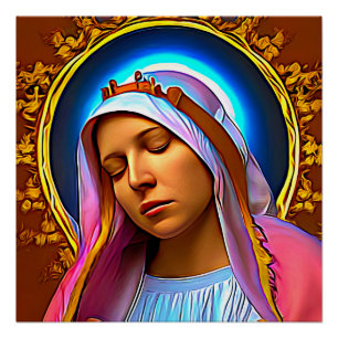 AI Art of The Blessed Virgin Mary Poster