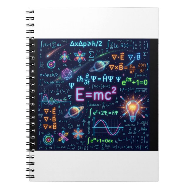 AI Art Physics E=mc² Science Spiral Notebook - Spa (Front)