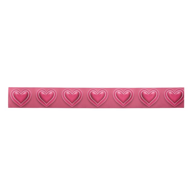 AI Art Pink Hearts Satin Ribbon (Front)