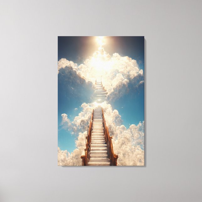 AI Art - Stairway to Heaven: Don't Look Down Canva Canvas Print (Front)