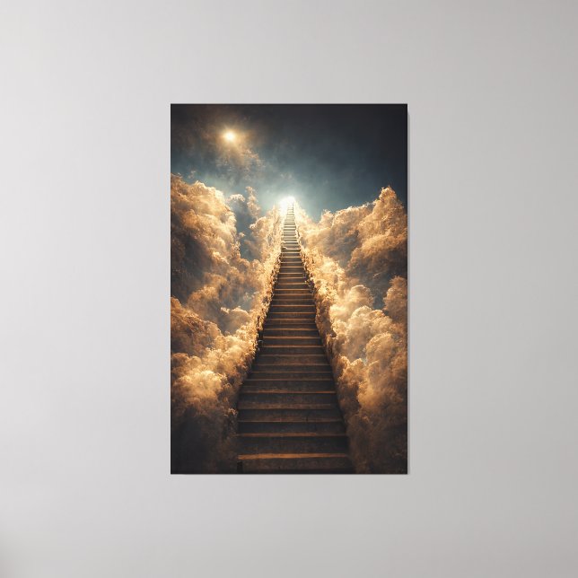 AI Art - Stairway to Heaven: Through the Storm Canvas Print (Front)
