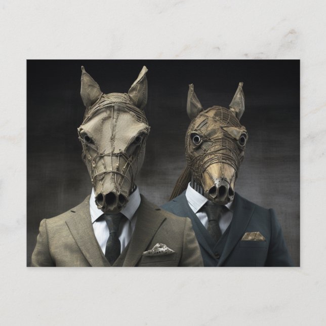 AI Art Two Horses in Suits Postcard (Front)