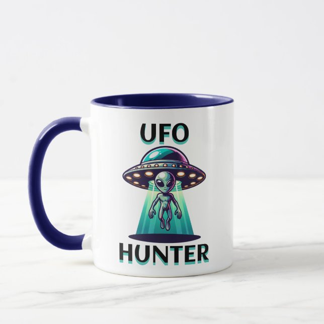  Ai Art with UFO Beaming up an Alien  Mug (Left)