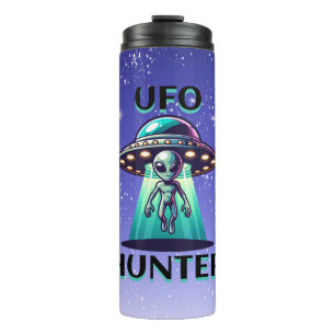 Ai Art with UFO Beaming up an Alien   UFO Hunter Thermal Tumbler