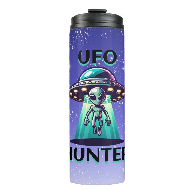  Ai Art with UFO Beaming up an Alien | UFO Hunter Thermal Tumbler (Front)