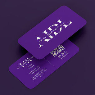 AI Artificial Intelligence Purple Monogram Modern Business Card