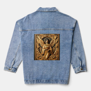 AI Beautiful Woodworked Angel Denim Jacket
