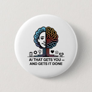 AI Brain Tech Design for Innovators 6 Cm Round Badge