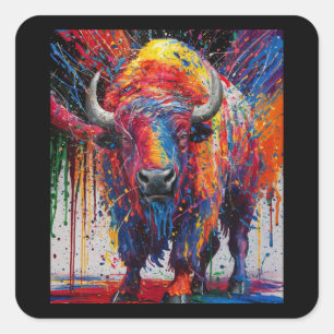 AI Buffalo Art Square Sticker