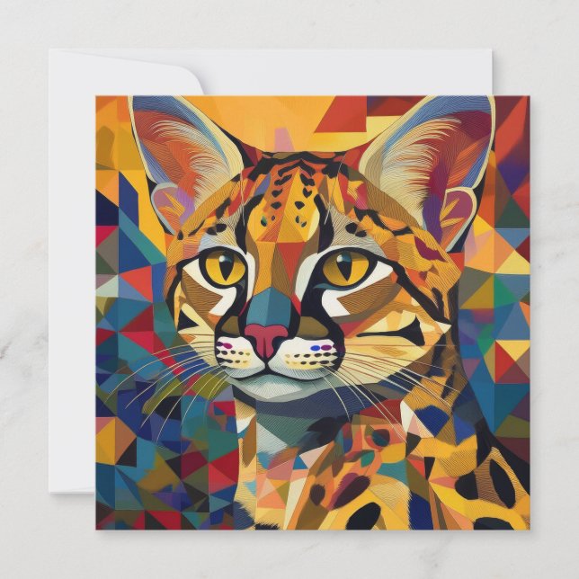 AI Cubism Cat Holiday Card (Front)