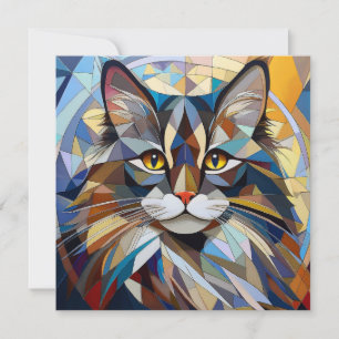 AI Cubism Cat Holiday Card