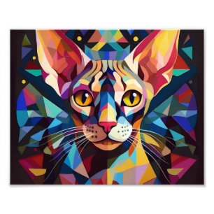 AI Cubism Cat Photo Print