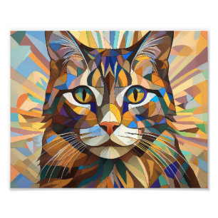 AI Cubism Cat Photo Print