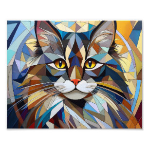 AI Cubism Cat Photo Print