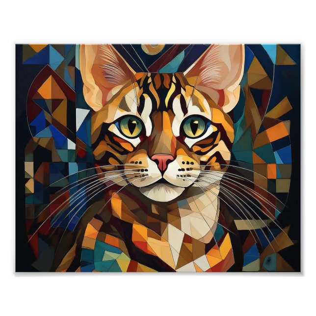 AI Cubism Cat Photo Print (Front)
