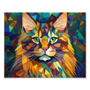AI Cubism Cat Photo Print