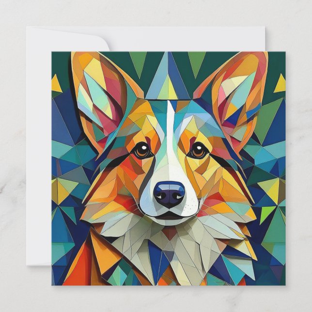 AI Cubism Dog Holiday Card (Front)