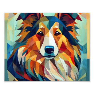 AI Cubism Dog Photo Print