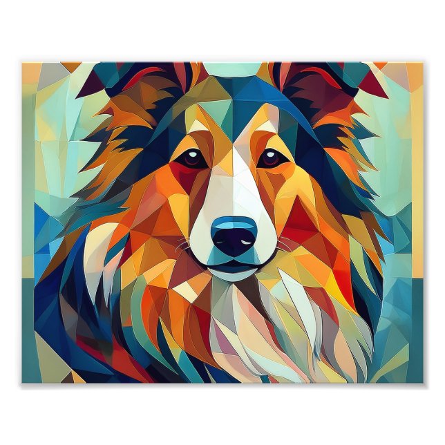 AI Cubism Dog Photo Print (Front)