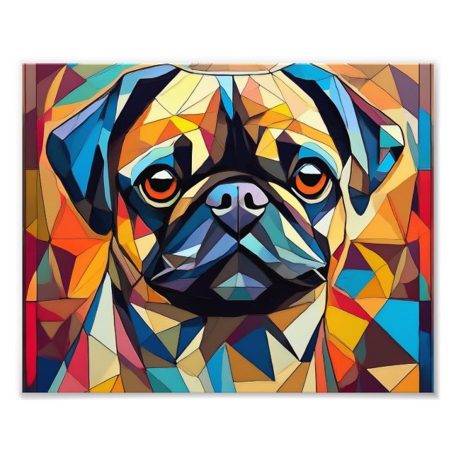 AI Cubism Dog Photo Print (Front)