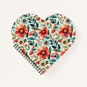 AI-Designed Floral All-Over Print Spiral Notebook