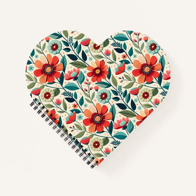 AI-Designed Floral All-Over Print Spiral Notebook (Front)