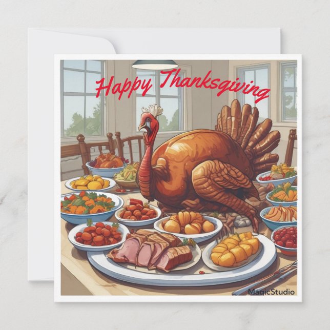 AI Downloadable Turkey Dinner Thanksgiving Card (Front)