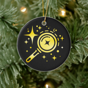 AI emblem Sparkle stars, beacon of the digital era Ceramic Tree Decoration