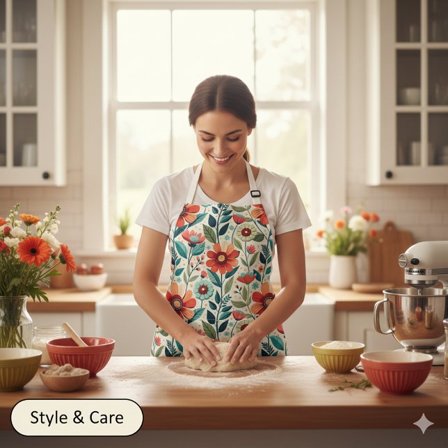 AI Floral All-Over Print Apron for Creative Cooks (AI Floral All-Over Print Apron for Creative Cooks)