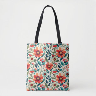 AI Floral Beauty Tote: Botanical Design Tote Bag