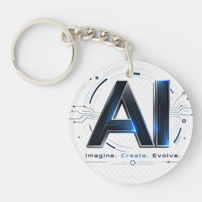 AI Future Logo: Imagine. Create. Evolve Key Ring (Front)