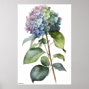 AI generated art blue Hydrangea vintage wall art