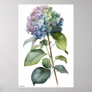 AI generated art blue Hydrangea vintage wall art