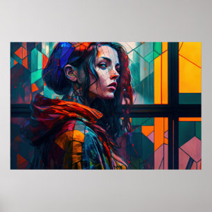 Ai Generated beautiful Woman as Modern Art Poster