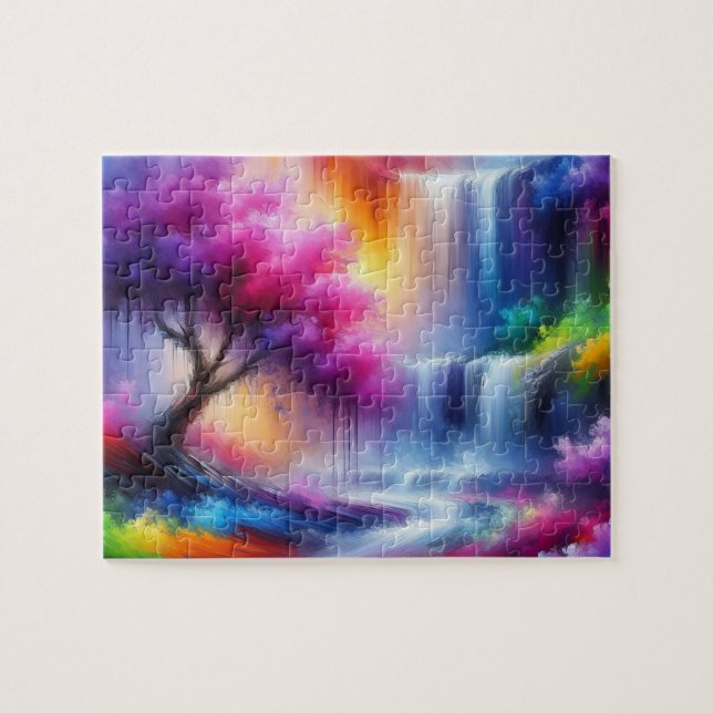AI Generated Colourful Abstract Landscape Painting Jigsaw Puzzle (Horizontal)