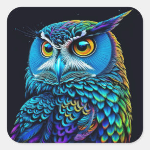 Ai generated Colourful Owl  Square Sticker