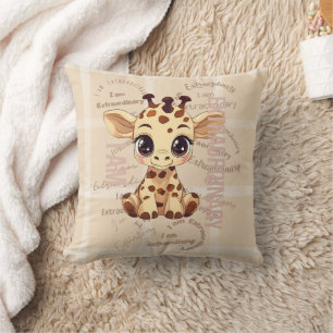 AI generated Cute Affirmations Giraffe Cushion