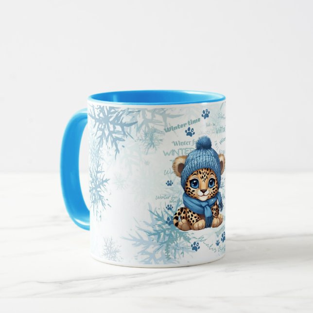 AI generated | Cute Leopard | Winter Mug (Front Left)