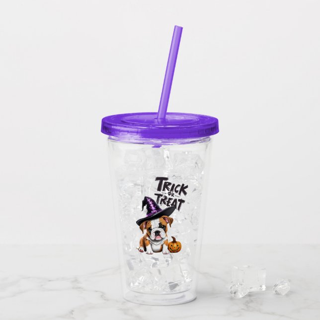 AI generated| English Bulldog | Halloween Acrylic Tumbler (Back Ice)