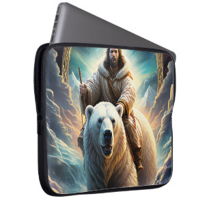 (AI Generated ) Jesus on a polar bear Laptop Sleeve